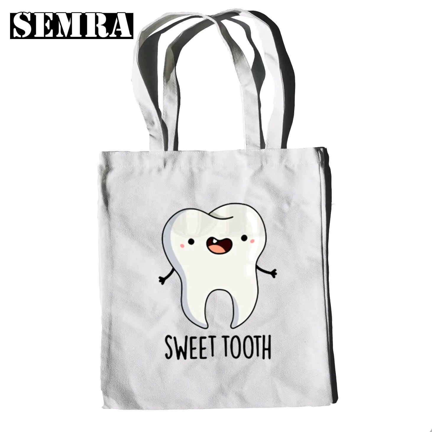 Funny Tooth & Dentist Graphic Canvas Print Shopping Bag