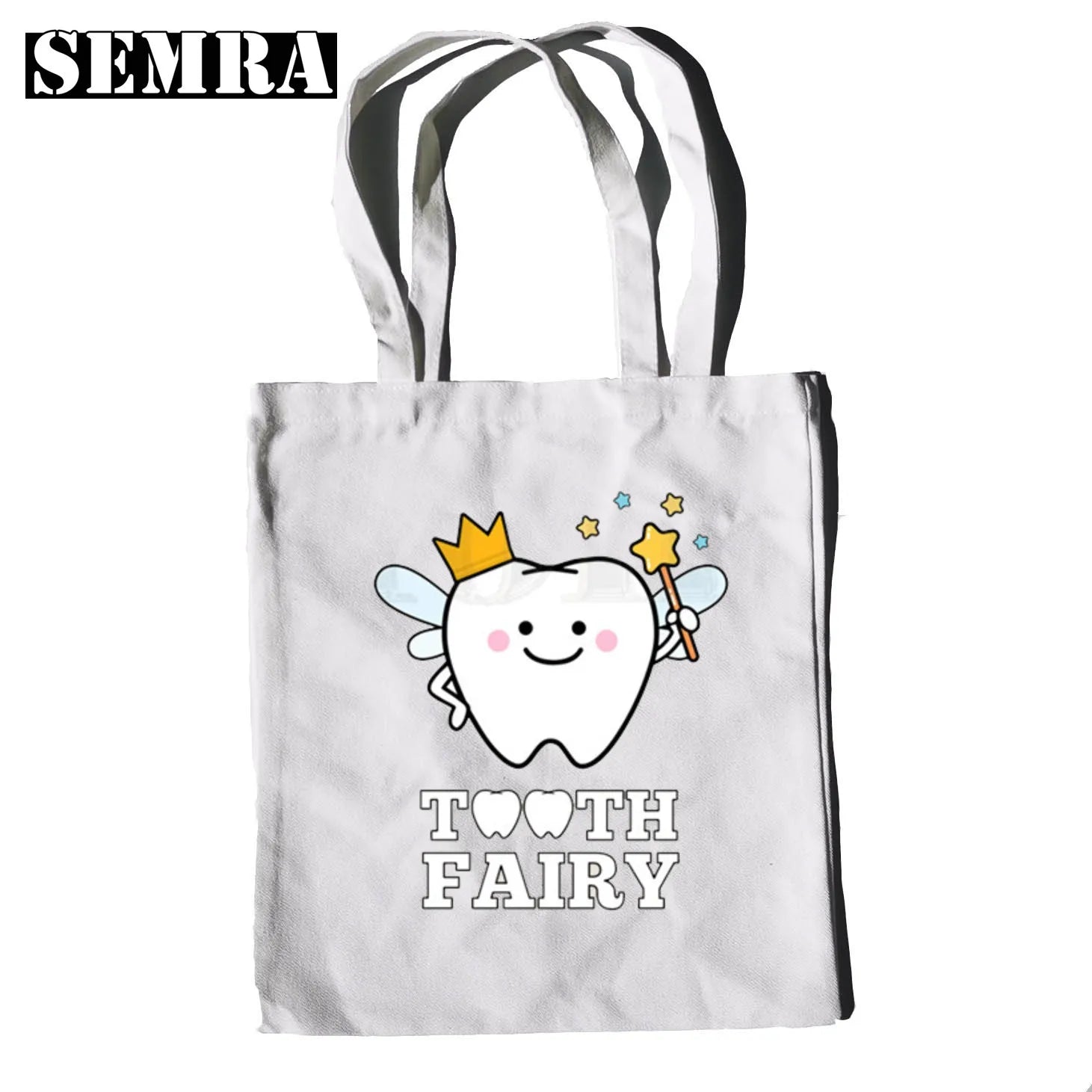 Funny Tooth & Dentist Graphic Canvas Print Shopping Bag