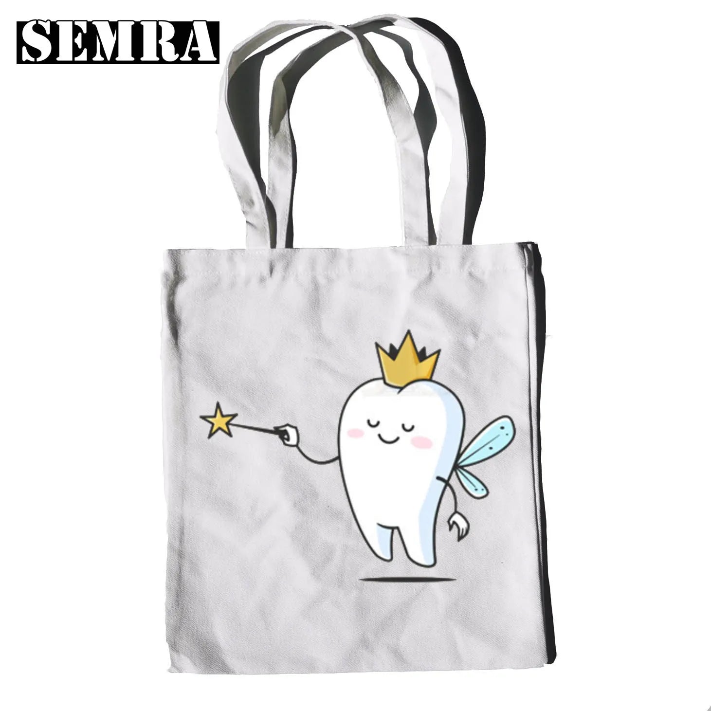 Funny Tooth & Dentist Graphic Canvas Print Shopping Bag