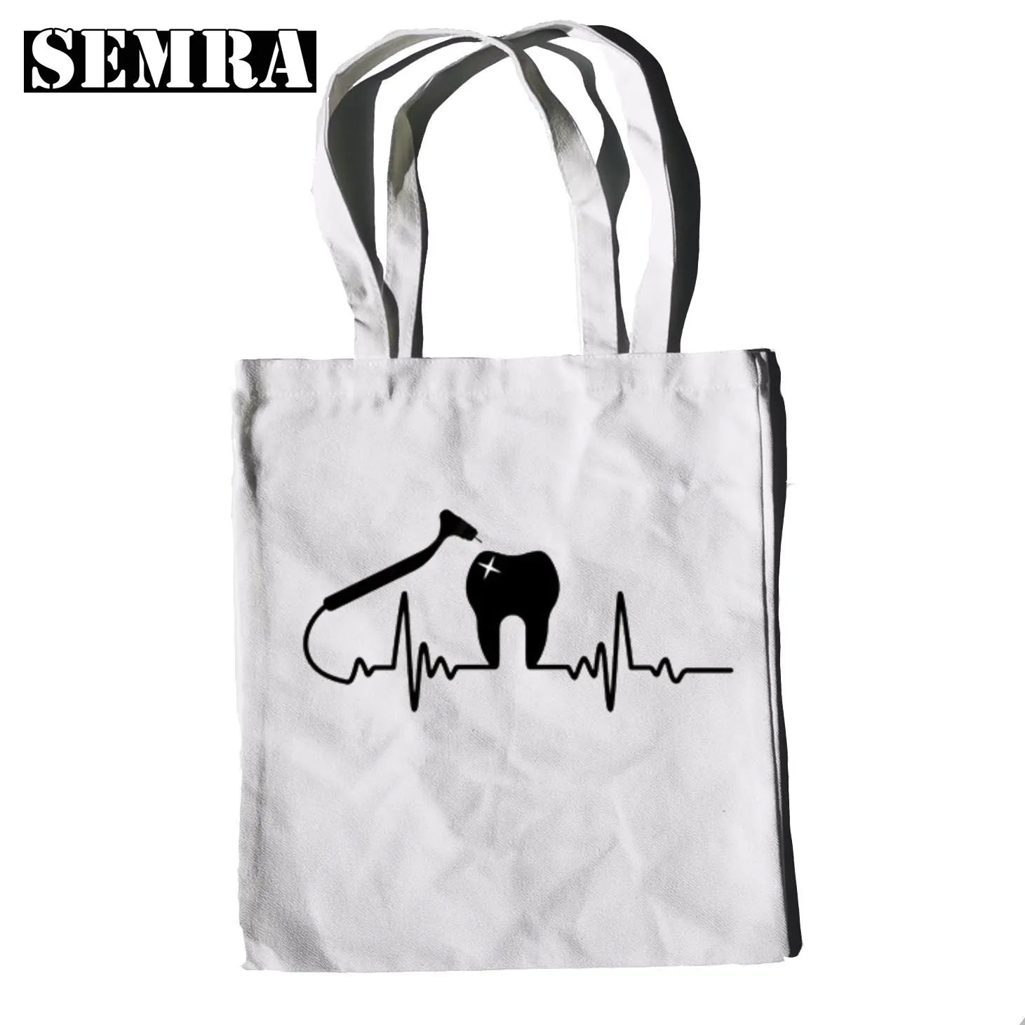 Funny Tooth Dentist Graphic Shoulder Bag Casual Shopping Girls Women Canvas