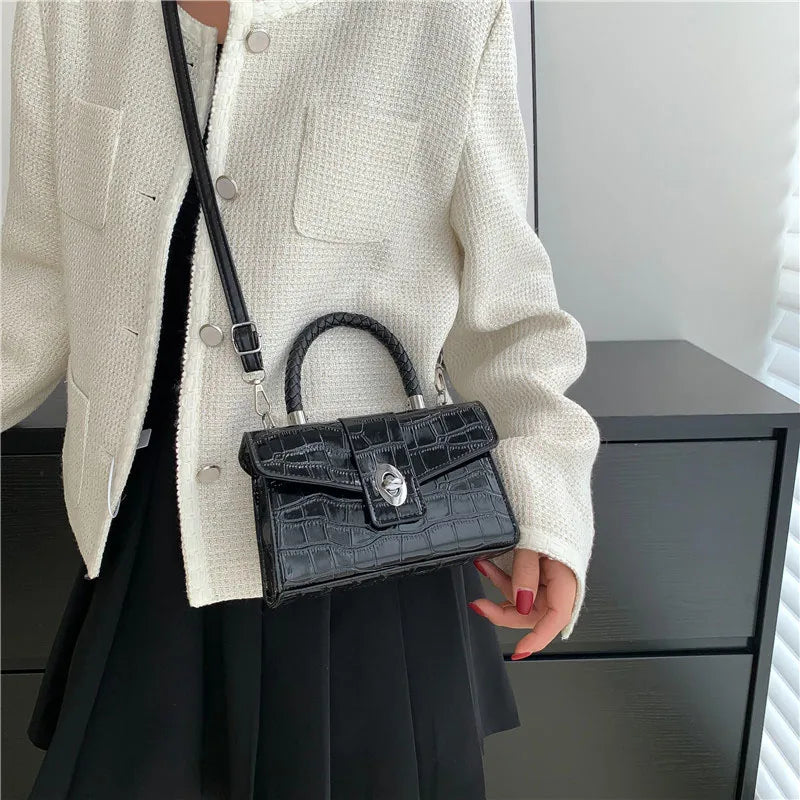 Stone Pattern Leather Crossbody Bag Women Flap Shoulder Bags