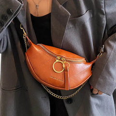 Women's Leather Chain Waist Belt Bag Crossbody Chest Phone Purse