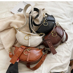 Women's Leather Chain Waist Belt Bag Crossbody Chest Phone Purse