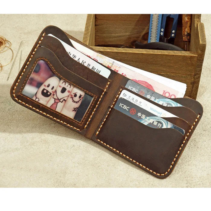 Top Leather Men's Wallet Retro Wallet for Men Durable Real Leather Purse
