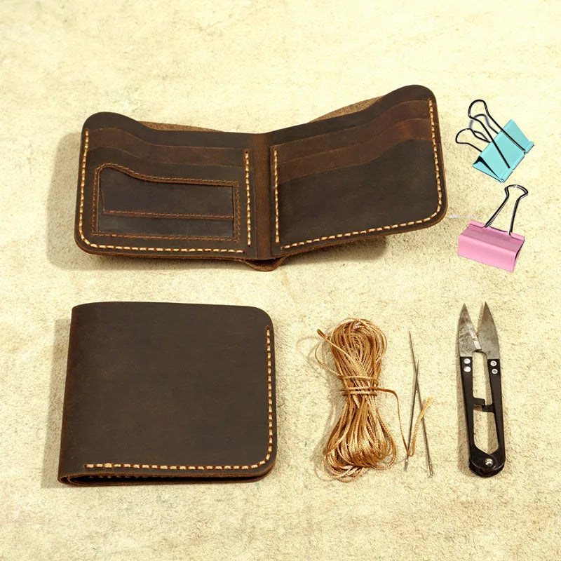 Top Leather Men's Wallet Retro Wallet for Men Durable Real Leather Purse