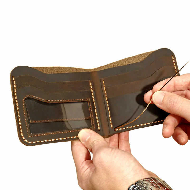Top Leather Men's Wallet Retro Wallet for Men Durable Real Leather Purse