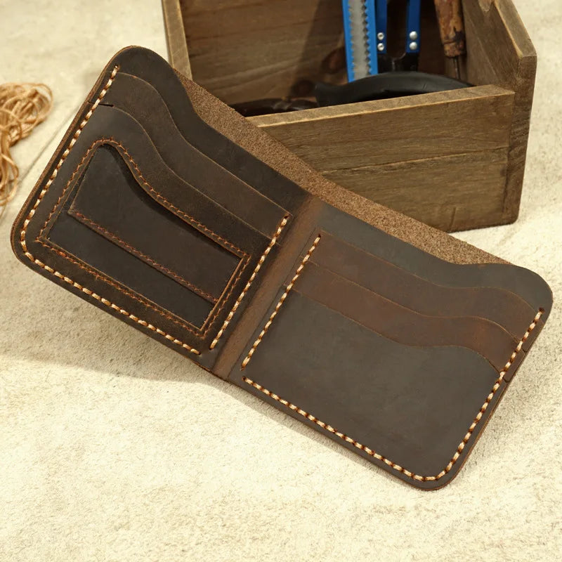 Top Leather Men's Wallet Retro Wallet for Men Durable Real Leather Purse