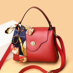 High Leather Crossbody Bag Solid Flap Tote Handbag