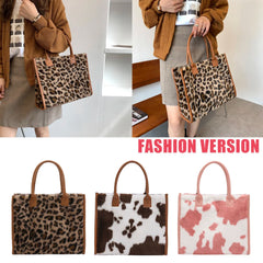 Leopard Print PU Leather Handbag, Small Women Top-Handle Bag