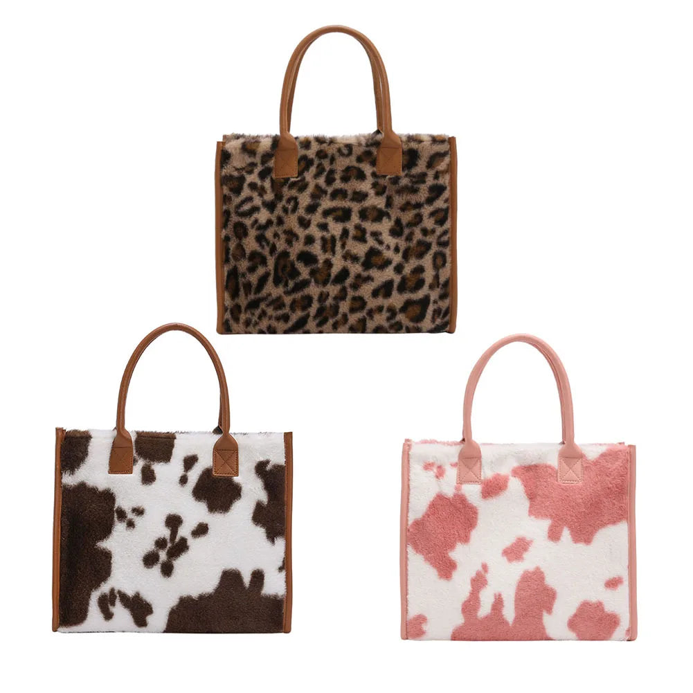 Leopard Print PU Leather Handbag, Small Women Top-Handle Bag