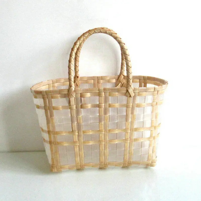 Girls Sweet Candy Clear Woven Bag Handbags Underarm Shopping Summer