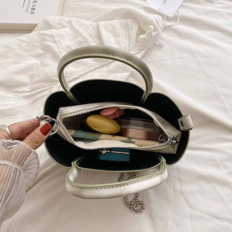 Soft Leather Crossbody Bag Metal Chain Messenger Bag