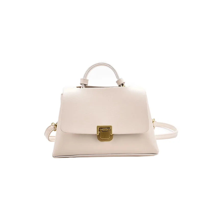 Soft Leather Women Shoulder Bag Top Handle Tote Flap Handbag