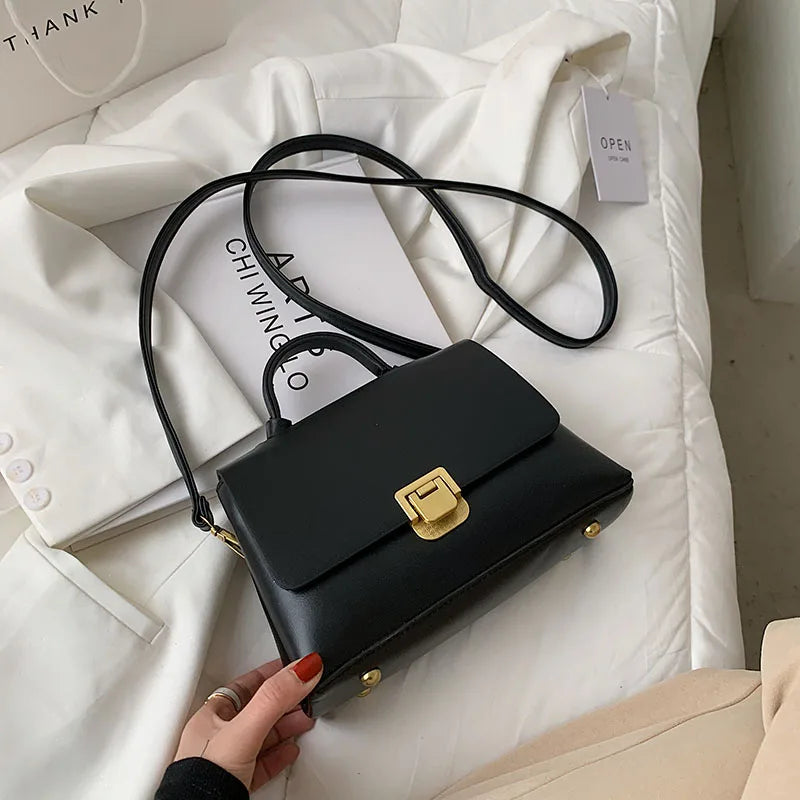 Soft Leather Women Shoulder Bag Top Handle Tote Flap Handbag