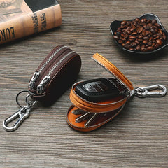 Top Layer Oil Waxed Cow Skin Full Grain Double Car Key Positions Leather Carkey