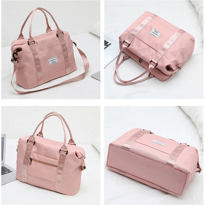 Oxford Pink Travel Handbag Carry on Luggage Shoulder Bags Men Duffle Bag Women T