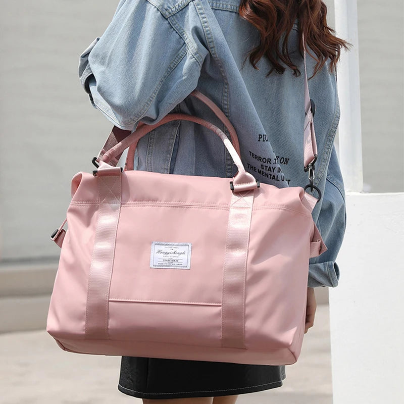 Oxford Pink Travel Handbag Carry on Luggage Shoulder Bags Men Duffle Bag Women T
