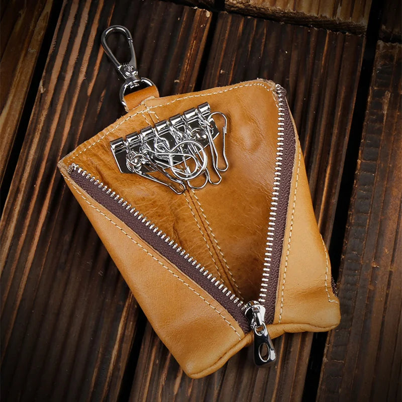Leather Male Key Holder Organizer Keychain Purse Bag Keys Case