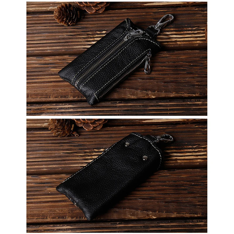 Leather Male Key Holder Organizer Keychain Purse Bag Keys Case