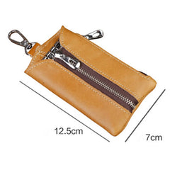 Leather Male Key Holder Organizer Keychain Purse Bag Keys Case