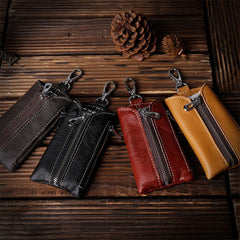 Leather Male Key Holder Organizer Keychain Purse Bag Keys Case