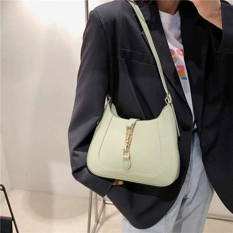 Leather Shoulder Crossbody Bags for Women Dual Straps Underarm Sac A Main