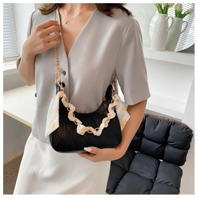 Leather Shoulder Crossbody Bags for Women Chain Underarm Sac A Main