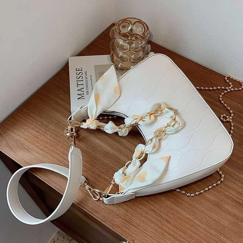 Leather Shoulder Crossbody Bags for Women Chain Underarm Sac A Main