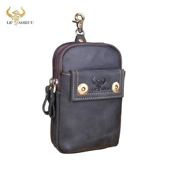 Real Leather Men Casual Travel Small Pouch Fanny Pack Cigarette Case Phone Pouch