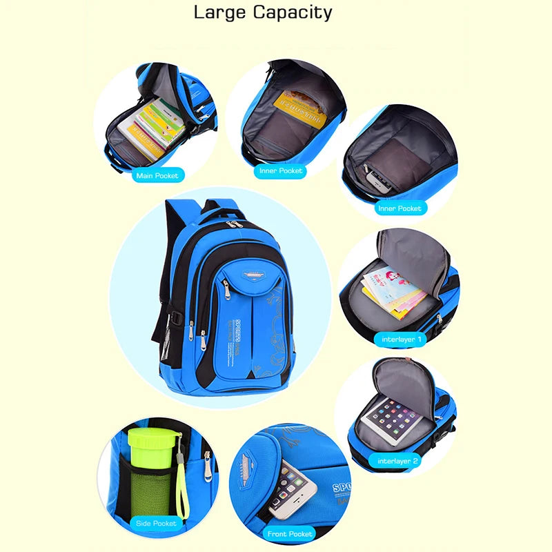 Waterproof Kids Backpack Boys Girls Schoolbag