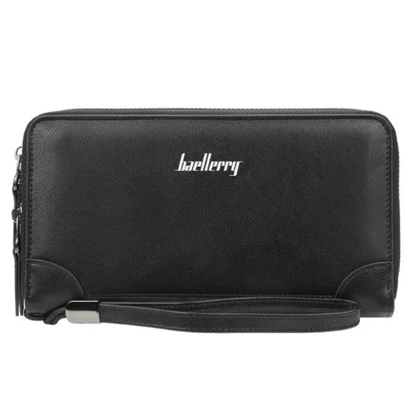 Pu Leather Men's Clutch Wallet Double Zip Long Purse Money Bag