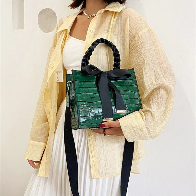 Bowknot Totes Women Shoulder Bag PU Leather