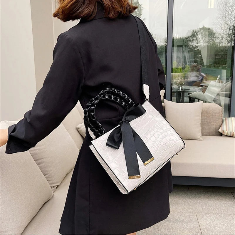 Bowknot Totes Women Shoulder Bag PU Leather