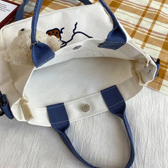 TopFight Women Canvas Shoulder Bags With Doll Ladies Shopping Handbags