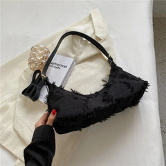 Fringed Canvas Shoulder Crossbody Bag Large Capacity Hobo Handbag