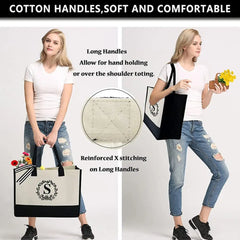 Letter Printed Square Tote Bag High Capacity Storage Mother's Gift