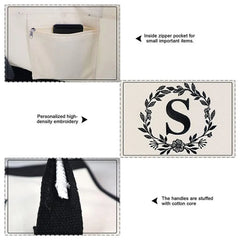 Letter Printed Square Tote Bag High Capacity Storage Mother's Gift