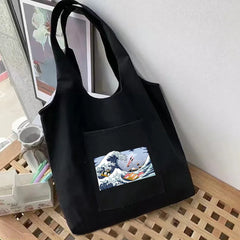 Canvas Tote Bag Women's Shopper Wave Bolsas Eco Handbag