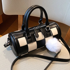Women's Chessboard Lattice Leather Shoulder Crossbody Bag