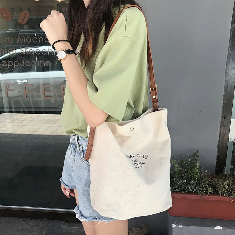 Canvas Shoulder Bag Large Capacity Casual Messenger Bag