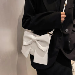 Large Capacity Messenger Bag for Women Solid Crossbody Bow Bag