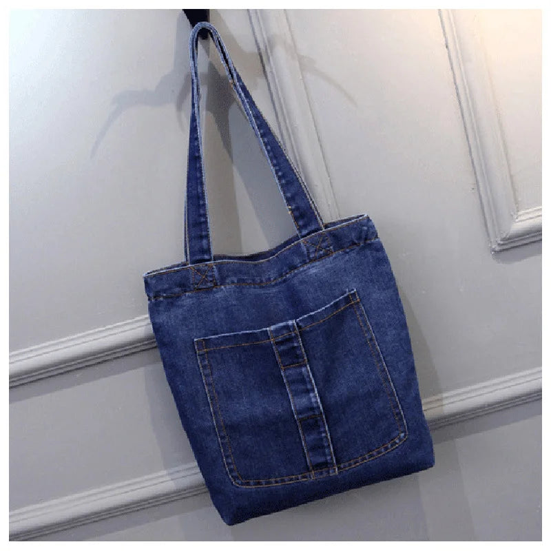 Denim Crossbody Totebag for Women with Zipper