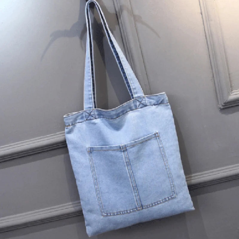 Denim Crossbody Totebag for Women with Zipper
