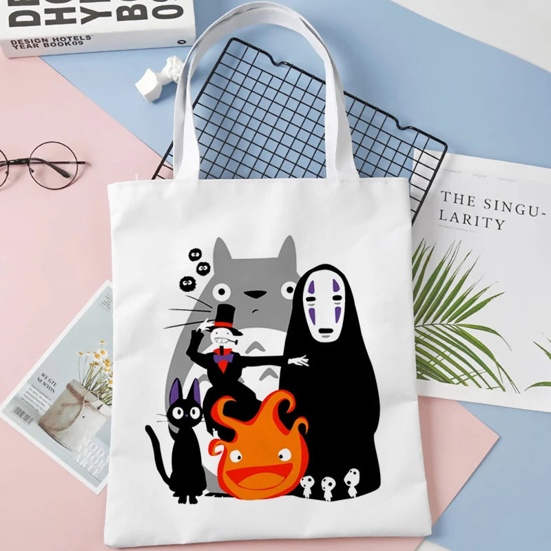 Totoro Female Women Handbags Shoulder Canvas Shopping Bag Art Large Capacity