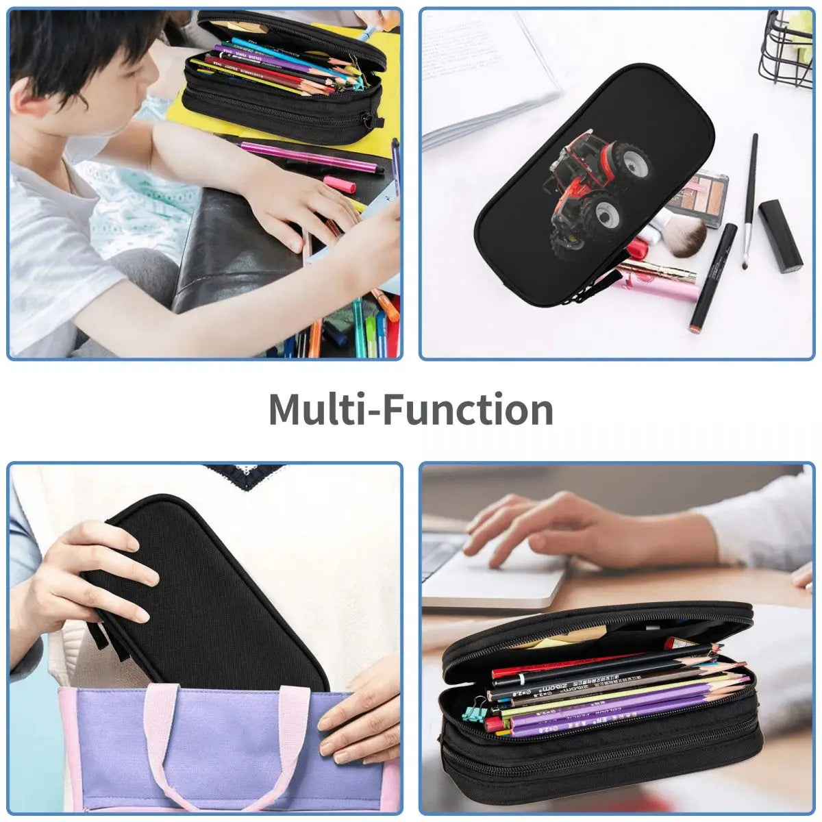 Tractor Pen Box Student School Anime Zipper Pen Bag Child Stationery Bag