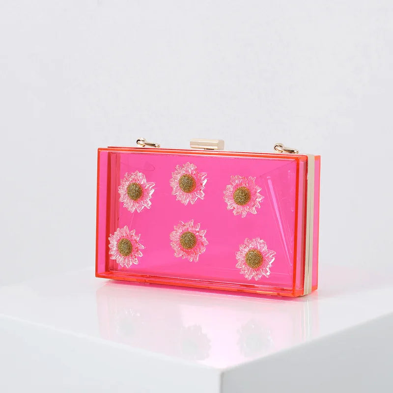 Clear Acrylic Box Clutch Shoulder Bag for Women