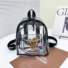 Transparent Backpack Waterproof Letter Love PVC Women Students Schoolbag