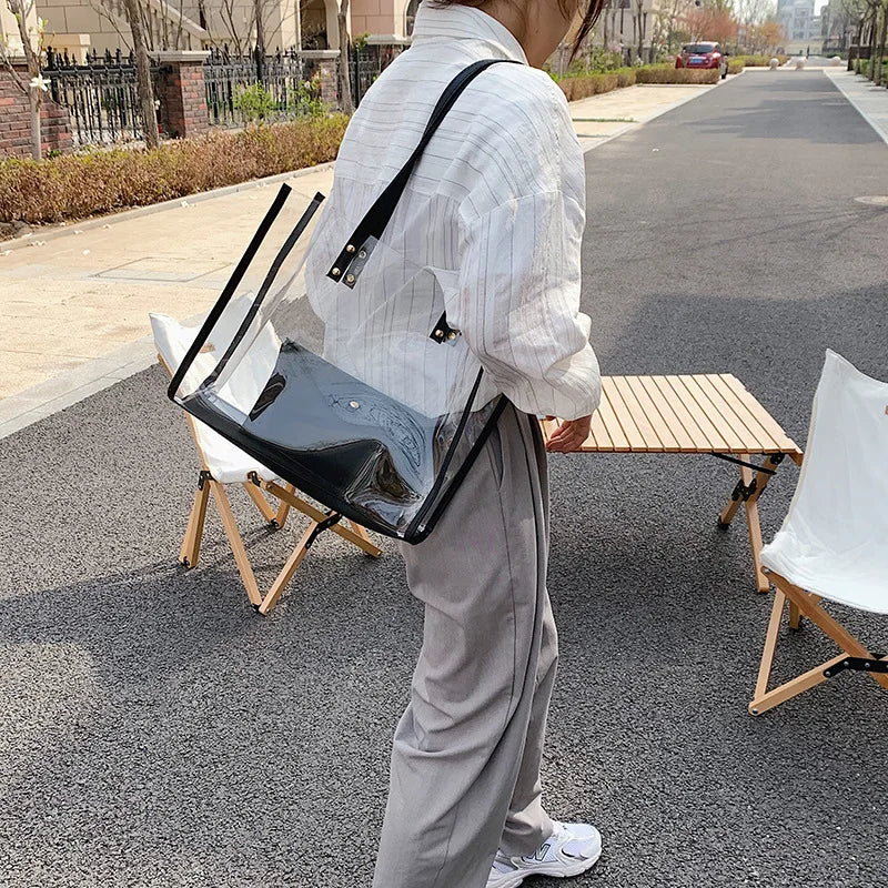 Transparent Bag Women Bag 2pcs/set Handbag PVC Clear Bag High Handbags Feminina
