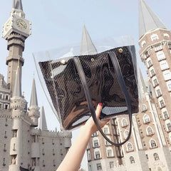 Transparent Bags Women Tote Woven Bag Large Capacity Mother-son Style Shopping