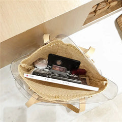 Transparent Bags Women Tote Woven Bag Large Capacity Mother-son Style Shopping